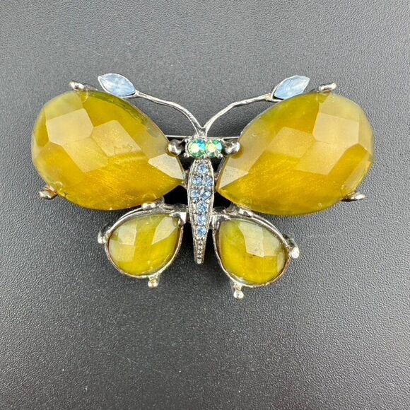 Vintage Butterfly Brooch Lot - Gold silver tone faux pearl rhinestone - Picture 4 of 6